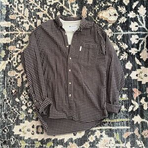 Brown and white Columbia button-up flannel! Size large